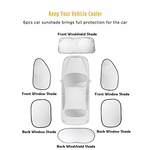 Full Car Windshield Sun Shade, Lecone Folding Silvering Reflective Car Sun Shade Visor Shield Cover to Keep Your Vehicle Cool, Heat and Sun Reflector