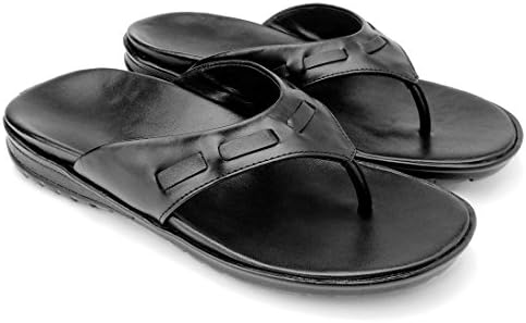 DE SCALZO Black Leather Strip Orthopedic Slippers