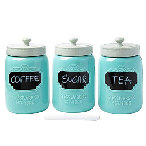 Buy Mason Jar Ceramic Canister Set For Kitchen Set Of 3 Decorative