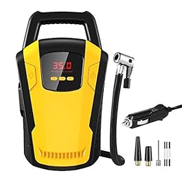Voroly Portable Car Air Compressor Tyre Inflator 12V DC Car Pump with Auto Cut Off Digital Pressure Gauge Bright…