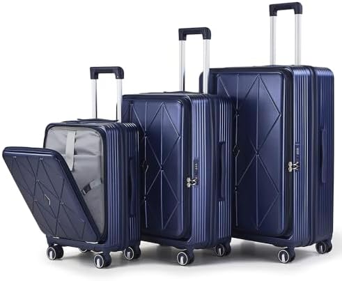 Amazon.com | Merax Luggage Sets 3 Piece,Front Open PC Hardshell