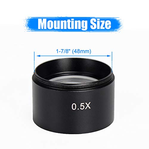 MOUTEC 0.5X Barlow Lens(Auxiliary Lens) for Stereo Microscopes(1-7/8" 48mm) - Perfect Microscope Accessory Assisted Electronic Repairing Identification Soldering and More
