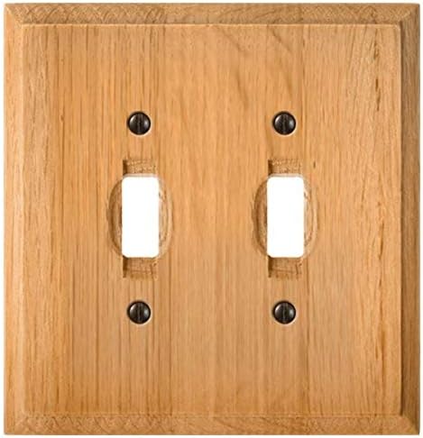 Amerelle Conventional Double Toggle Wooden Wallplate in Gentle Oak