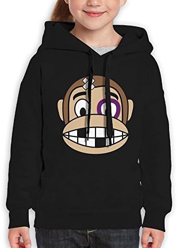 BLI Monkey Emoji Fighter Youth Teenagers Hoodies Sweatshirt Hooded Pullover For Girls &amp; BoysBlack Size XL