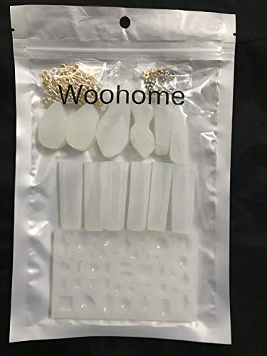 Woohmone Silicone Resin Kits Casting Molud Included 13 PCS Pendant Moulds, 10 PCS Stud Earrings and 100 PCS Eye Screw Pins for Craft Making DIY - Thumbnail 4