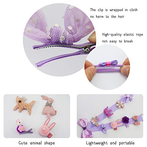 42 Pieces Pack Baby Girl\'s Bows Fully Lined Hair Clips Baby Hair Ties Ponytail Holders for Little Girls and Teens Toddlers, Assorted Styles Clips for Girls