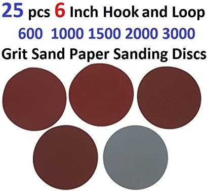 25 pcs 6 Inch Hook and Loop 600 1000 1500 2000 3000 Grit Sand Paper Sanding Discs