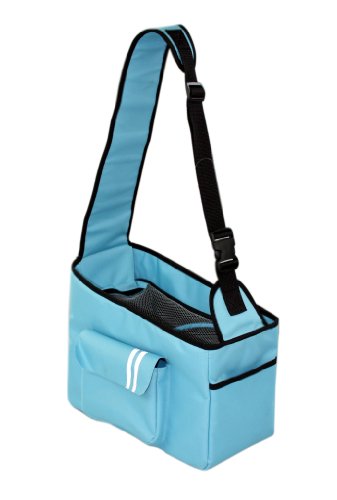 PET LIFE Back-Supportive Over-The-Shoulder Fashion Designer Collapsible Travel Pet Dog Carrier, One Size, Light Blue
