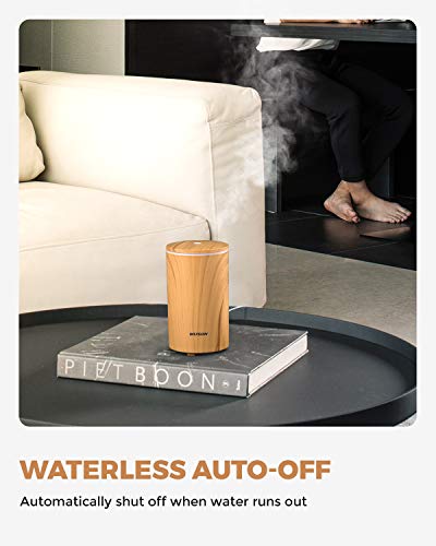 muson Mini Essential Oil Diffuser Aroma Cool Mist Humidifier for Car Office Travel with Colorful Mood Lights USB Powered Ultra Quiet Waterless Auto Off 100 ml Wood Grain