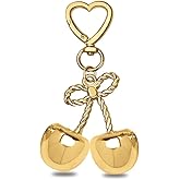 Floramos Cute Cherry Keychain Gold Bow Keychains Womens Chic Bag Charms Handbags Purse Car Keyring Fashion Accessories