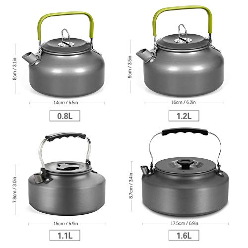 Docooler Camping Kettle - 1.2L Portable Ultra-Light Outdoor Hiking Camping Picnic Water Kettle, Teapot, Coffee Pot - Compact, Quick-Heat & Anti-scalding