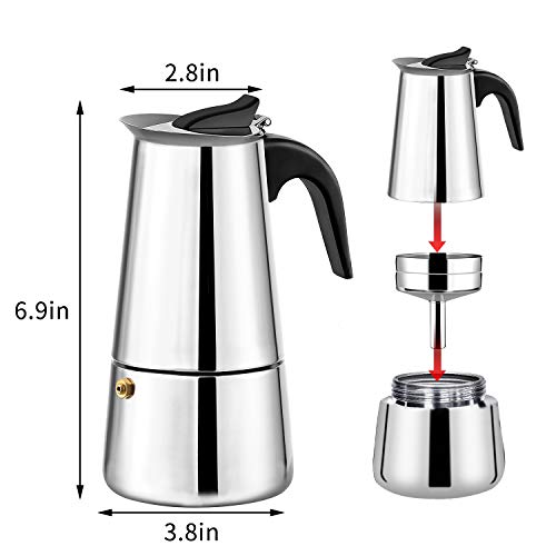 DclobDop Stovetop Espresso Maker with Classic and Rich Brews Moka Pot 6 Cup,Cuban Coffee Maker Stove top Espresso Shot Maker for Espresso italian coffee maker