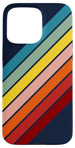 iPhone 15 Pro Max Rainbow Color 70s Style Retro Summer Stripes Case