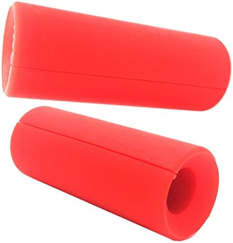 Tengreen Thick Bar Grips Full-Size for Turns Barbell/Dumbbell/Weight Training (Red)