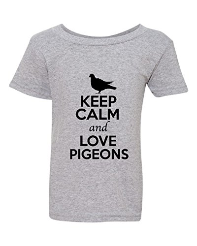 Keep Calm and Love Pigeons Birds Fly Animal Lover Toddler Kids T-Shirt Tee (2T, Sports Gray w/Black)