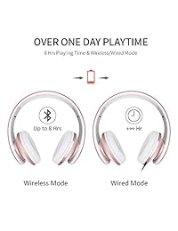 ifecco Audífonos con Bluetooth. Audífonos mejorados 4 en 1, con Bluetooth, cubre orejas, plegables, con puerto para tarjeta Micro SD TF para dispositivos Bluetooth. Rose gold