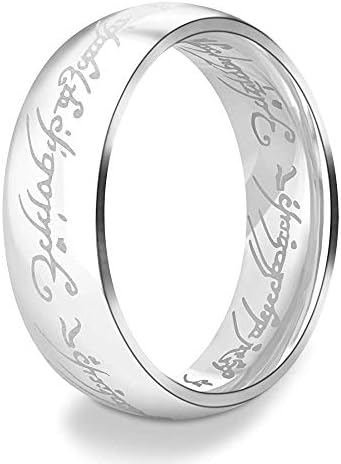 Anyasun Titanuim Steel Rings Printed with Lord of Rings Wedding Band Rings for Women Men