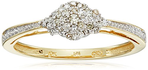 10k Yellow Gold White Diamond Ring (1/10cttw, H-I Color, I2-I3 Clarity), Size 6