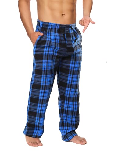Active Club Mens Fleece Pajama Pants Navy Sky Blue