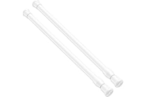 ZipGlo 2 Pcs Spring Tension Rod, Adjustable 17-28 Inches, No Drilling White Small Tension Rod Ideal for Small Windows, Lockers, Kitchen，Wardrobes