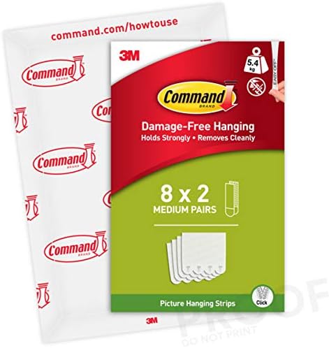 Command Medium Picture Hanging Strips, Value Pack, 8 works (16 Strips) Adhesive Strips, White, for Pictures Frames, Mirrors