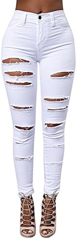 Women Skinny Ripped Jeans Distressed Pencil Pants Boyfriend Trouser