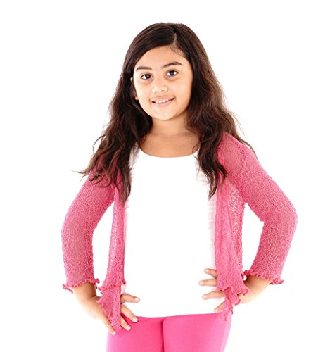 Shu-Shi Girls Swim Cover Up Tunic with Tassle Rayon, Fuchsia, X-Small