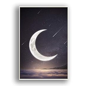 Framed Canvas Wall Art for Living Room, Bedroom Moon with Bright Canvas Prints for Modern Home Decoration Ready to Hang - 16"x24" inches