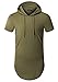 OLRIK Men's Short Sleeve Crew Neck Hooded Swag Extended T Shirts Army Green XXL