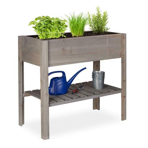 Relaxdays Huerto Urbano de Madera, con Estante, Macetero ...