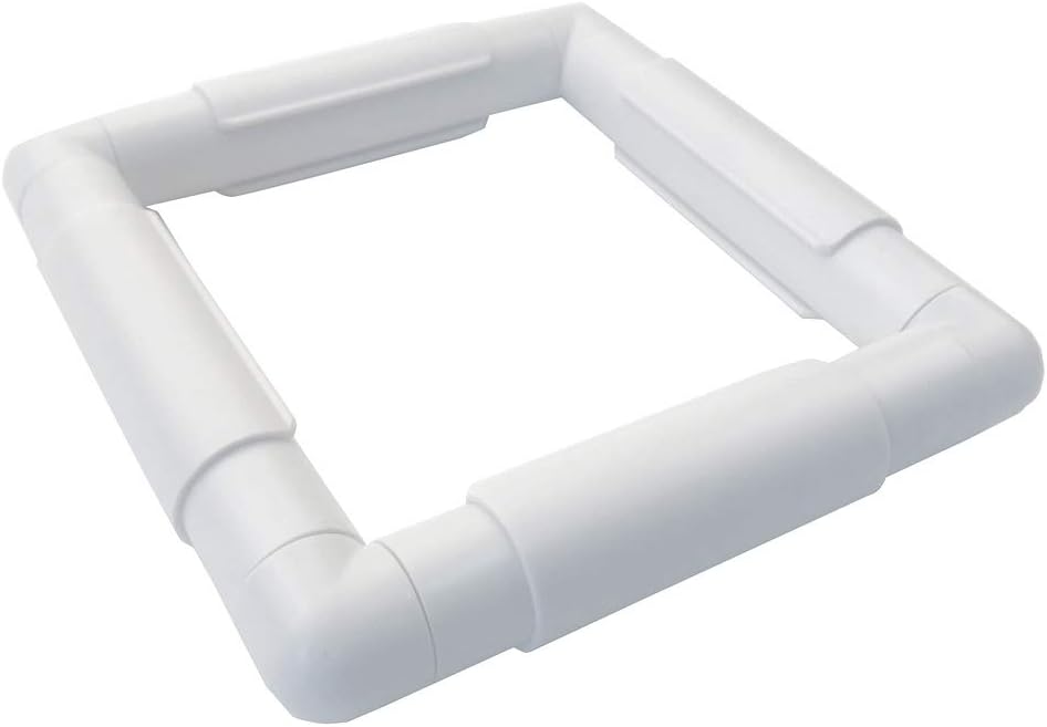 Plastic Cross Stitch Frame Square Embroidery Hoop White DIY Sewing Tools Sewing Hoop Handhold Craft Clip Embroidery Snap Frame Hoop for Cross Stitching Quilting (A: 6 X 6")
