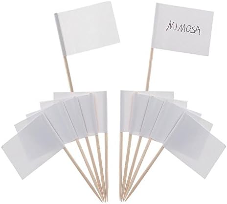 Mini Blank White Flag, WeforU 100pcs White Flags Labeling Marking for Dinner Cake Toothpicks Cupcake Decoration Fruit Cocktail Sticks Party Supplies