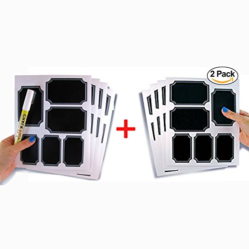 Live with Flair - 3 sets of Chalkboard Labels With White Custom Border - and 1 White Chalk Marker - Perfect For Organizing Home &amp; Kitchen and Office Supplies