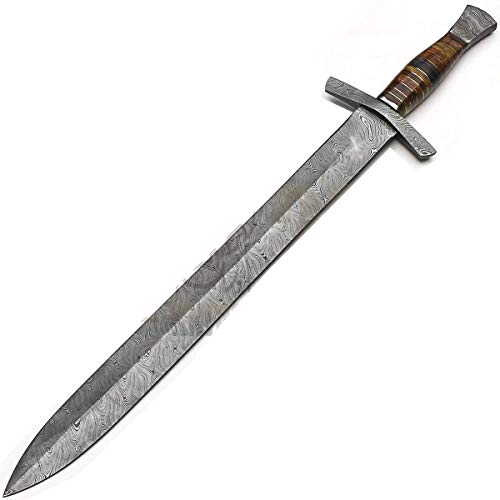 Handmade Damascus Steel Hunting Sword - Knife Bowie/Chef Kitchen Knife/Dagger/Full Tang/Skinner/Axe/Billet/Folding Knife/Kukri/Knives Accessories/Survival/Camping with Sheath (ONE of Kind) 1081