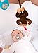 BabyHuggle Monkey Pacifier - Stuffed Animal Binky, Soft Plush Toy with Detachable Silicone Baby Dummy, Paci Clip Leash & Squeaky Sound