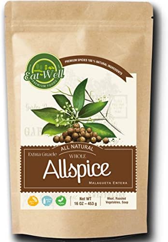 Whole Allspice Berries | 16oz (1 lb)- 453 g - Reseable Bag, Bulk |
