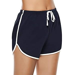 Aibrou Sportshorts voor dames, joggingbroek, pyjamashorts, jerseybroek, korte loopshorts, gestreept, shorty nachtkleding
