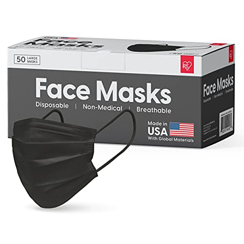 IRIS USA Made in USA Disposable Face Masks, 50 Piece, Premium 3Ply