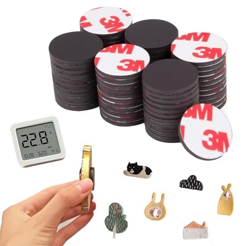 26 Pieces Adhesive Magnets, 30 mm x 1.5 mm Magnetic Plates for Crafts, Adhesive Magnets, Small Magnets for Notes, Photos and Light Objects