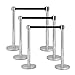 Goplus 6Pcs Stanchion Post, Stainless Steel Stanchions with 6.5' Retractable Belt, Posts Queue Pole, 35