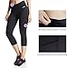 BALEAF Women's Yoga Capri Pants Workout Running Cropped Legging with Inner Pocket Non See Through Black Size S