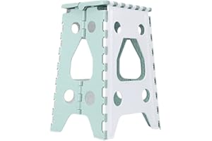 18 Inch Portable Folding Step Stool with Handle, Premium Non-Slip Bathroom Plastic Chair, Heavy-Duty Compact Footstool, Holds