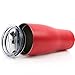 Smart Cooler 30 Oz. Sweat Free Ultra-Tough Double Wall Stainless Steel Tumbler Cup with Leak-proof Heavy Duty Tumbler Lids (Slide Lid & Flip Lid), Straw, & Cleaning Brush - Ruby Red
