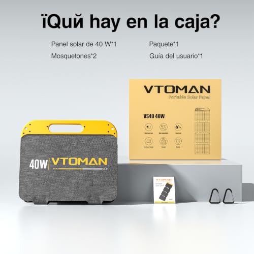 VTOMAN VS40 Portable Solar Panel,Operating Voltage 13.9V,40W | High Efficiency 25%, Waterproof IP67, Foldable USB-C and USB-A Ports, Lightweight PD30W for Phones