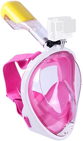 Snorkel Mask 180° View Gopro Compatible Free Breath with Anti-fog and Anti-leak Technology for Adults and Kids (Pink, Large)