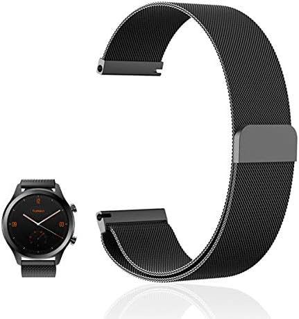 FRGNIE Band Compatible Ticwatch C2 Onyx/Black Band, Milanese Stainless Steel Fully Magnetic Closure Mesh Replacement Strap for Ticwatch C2 Onyx/Balck/Ticwatch 2 / S/E Smartwatch (Black