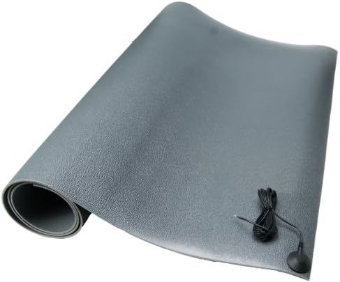 ESDProduct Vinyl Chair Mat Kit with Ground Cord, 3/16" Thick, 8' Length, 4' Width, Gray