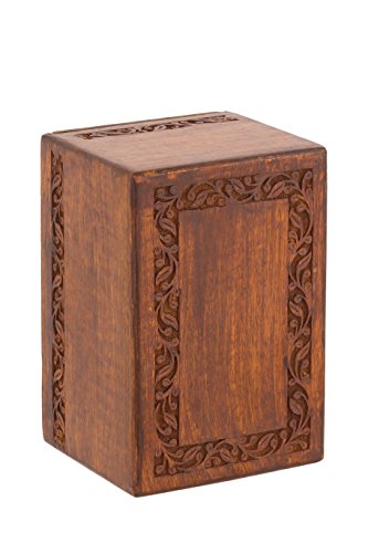 Enshrined Memorials Cremation Urn for Funeral by Hephaestus Series Large Human Adult Handcrafted Solid Wood Quality Affordable Ashes in Velvet Bag Engraving Design