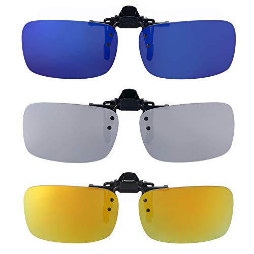 Aroncent Sonnenbrille Clip On UV400 Sonnenbrillen Vorhänger Brille Aufsatz Clip On Polarisiert Metallrahmen, 3 PCS