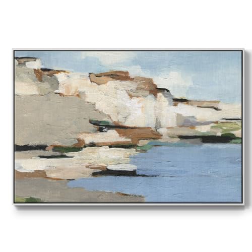 Renditions Gallery Abstract Nature Wall Art White Rock Cliffs Floater Framed Ca…